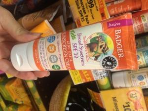 front of Badger organic sunscreen