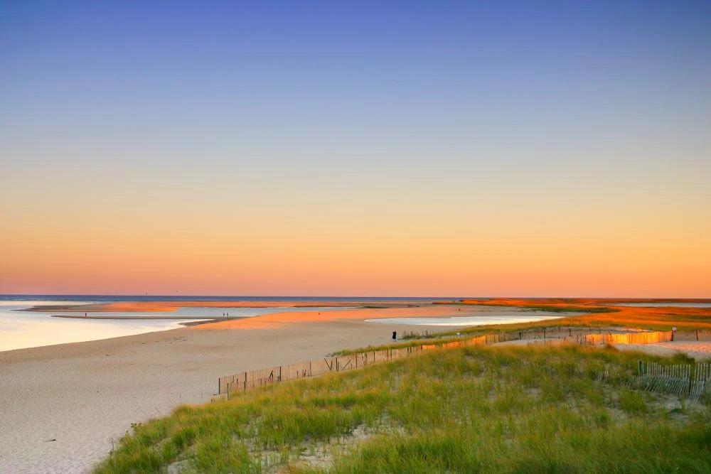 beautiful Cape Cod coastline near sunset, made safer with regular, all-natural tick control