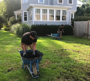 a Pure Solutions professional top dressing with compost organic lawn care