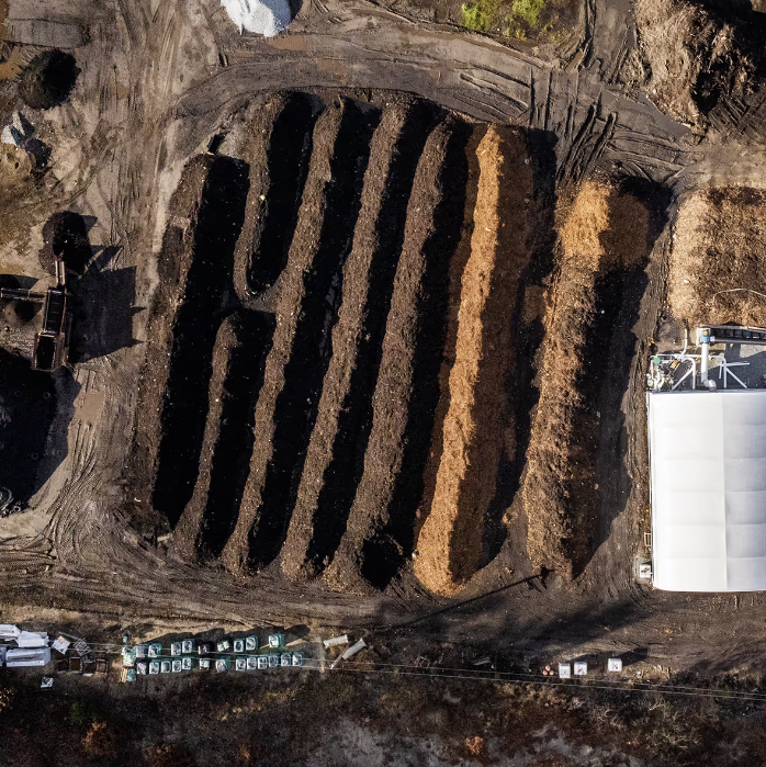 Black Earth Compost facility where food scraps are processed into nutrient-rich compost